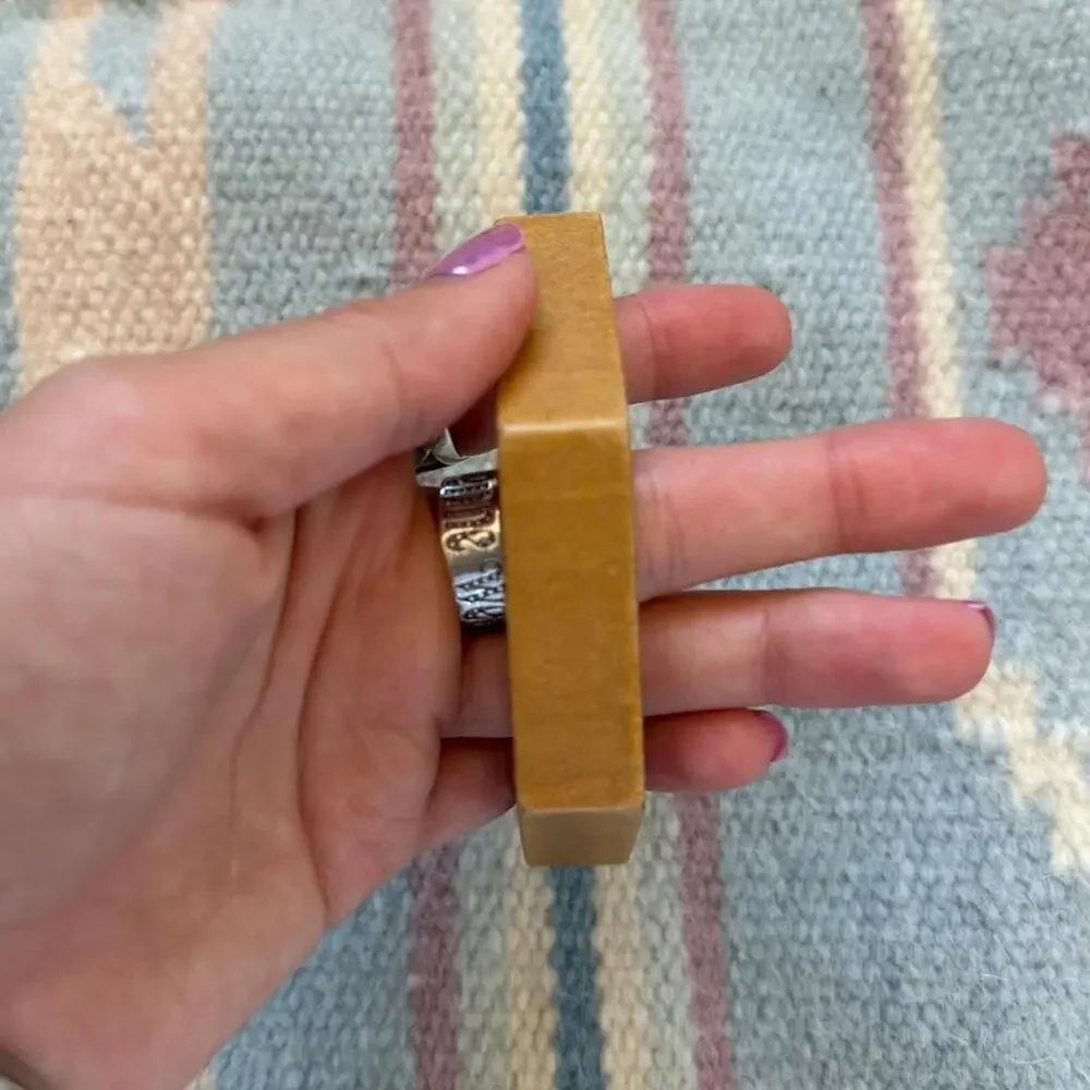 Vintage geometric carved wood bangle